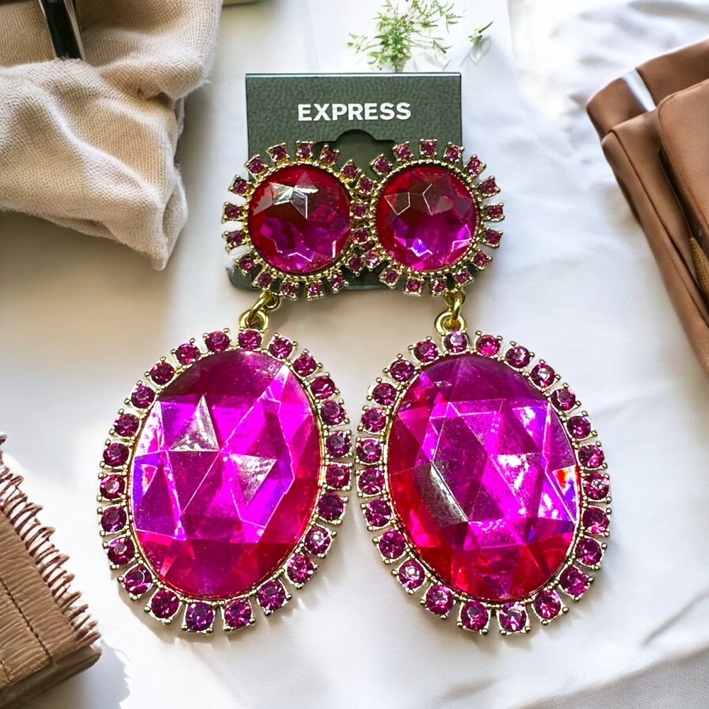Express Pink Earrings Glass and acrylic